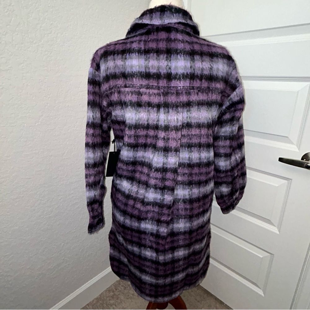 New, Forever21 Ombre Fuzzy Large Button Front Long Sleeve Shacket Long Jacket - Picture 3 of 11